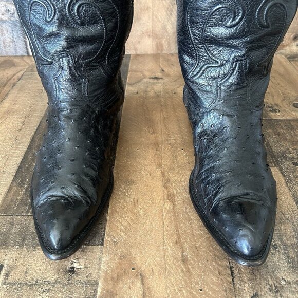 Los Altos Black Full Quill Ostrich Western Cowboy Boots Mens 13 D - Picture 9 of 12